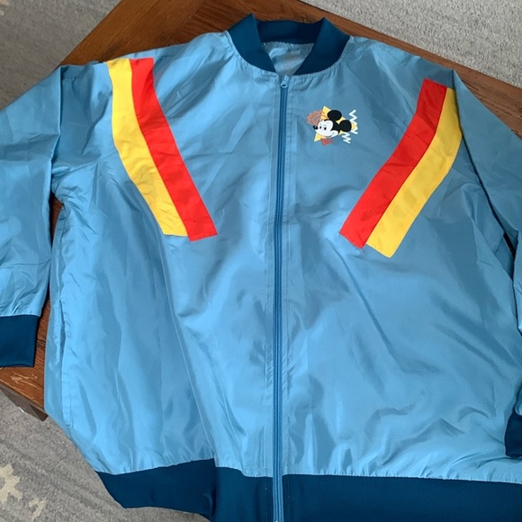 Disney Parks Blue Long Sleeve Zip Mickey Mouse Retro Windbreaker Jacket 2XL - Picture 8 of 8
